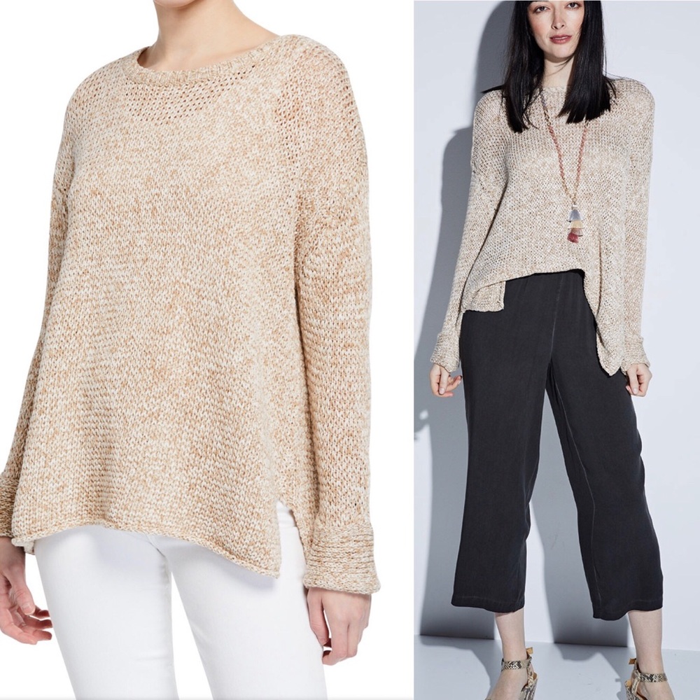 Neiman Marcus Oversized Crewneck Cotton Sweater
